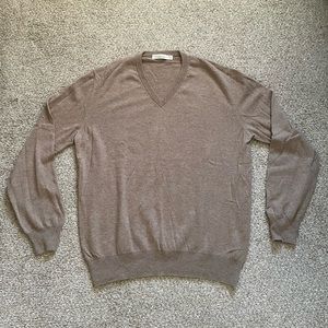 Ermenegildo Zegna 100% cashmere V neck sweater beige oatmeal